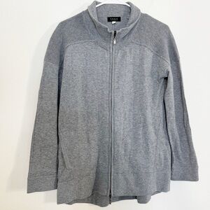 Forte cashmere knit grey zip up sweater jacket